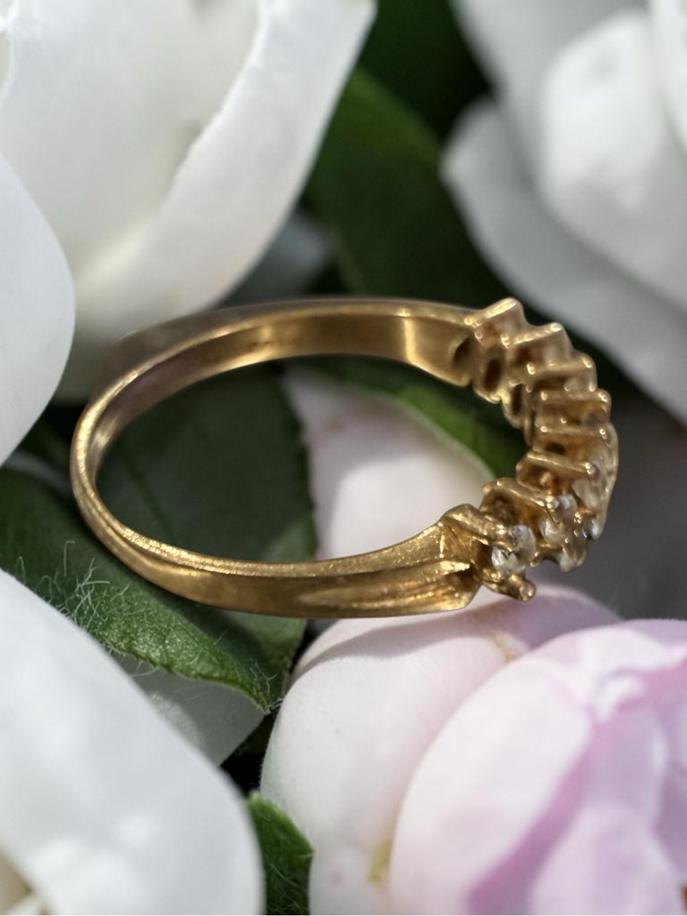 Vintage 14K Yellow Gold CZ Anniversary Band Ring Size 9 2.401g Repair - Picture 6 of 7